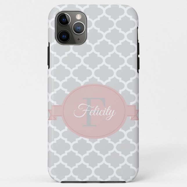 Pink Quatrefoil Personalised Case-Mate iPhone Case (Back)