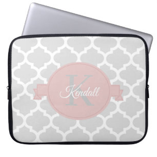 Pink Quatrefoil Personalised Laptop Sleeve