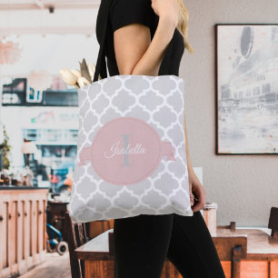 Pink Quatrefoil Personalised Tote Bag