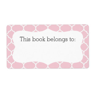Pink Quatrefoil "This Book Belongs To" Labels