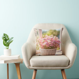 Pink Queen Anne's Lace Bouquet Cushion