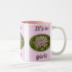 Pink Queen Anne's Lace It's a Girl New Baby Mug
