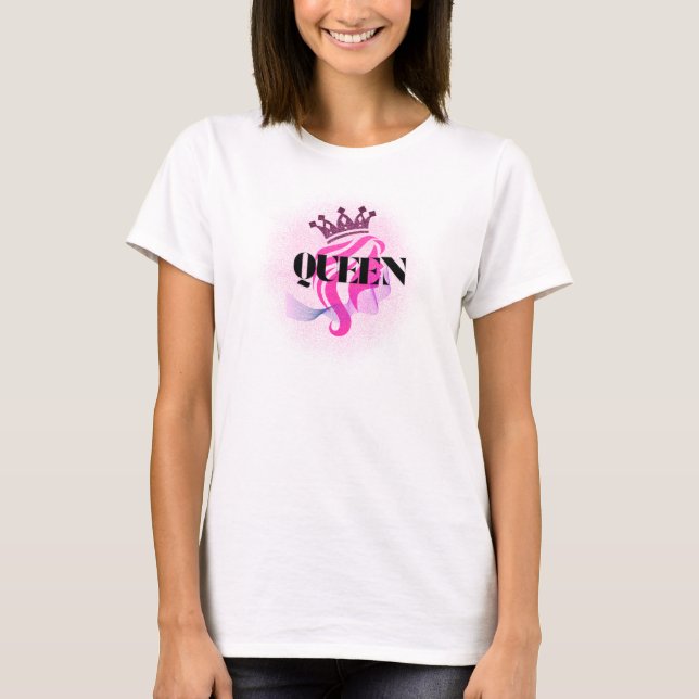 Pink Queen Crown Design – Confident Feminine Power T-Shirt (Front)