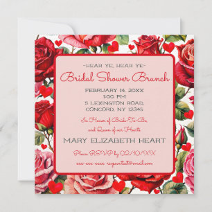 Pink Queen of Hearts Bridal Shower Brunch Square Invitation