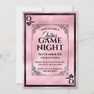 Pink Queen of Hearts Ladies Game Night Invitation