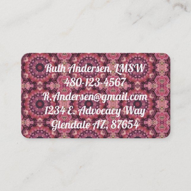Pink Quilt Business Card (Front)