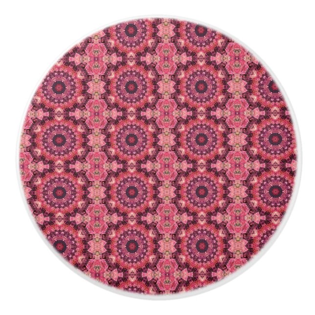 Pink Quilt Ceramic Knob (Front)