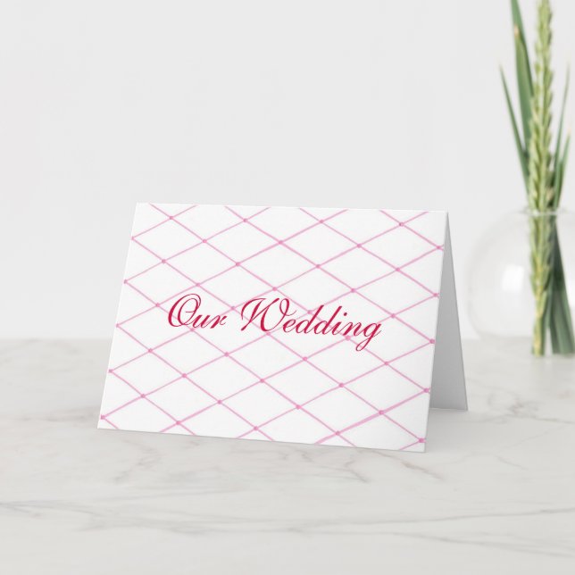 Pink Quilted CrissCross, Wedding Invitation Cards (Front)