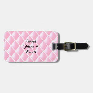 Pink Quilted Diamond Pattern Luggage Tag