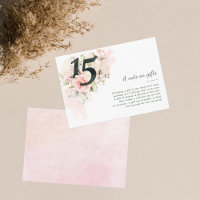 Pink Quinceanera 15th Birthday Note on Gifts