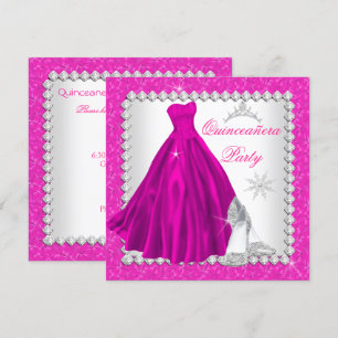 Pink Quinceanera 15th Diamond Birthday Party Invitation