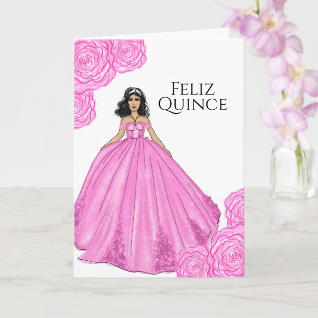 Pink Quinceanera Birthday Card (Orchid)