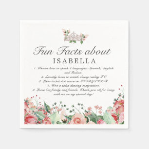Pink Quinceañera Party Fun Facts Napkins