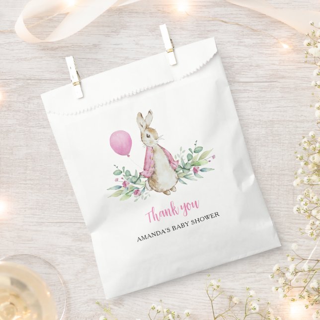 Pink Rabbit Baby Shower Favour Bags (Clipped)