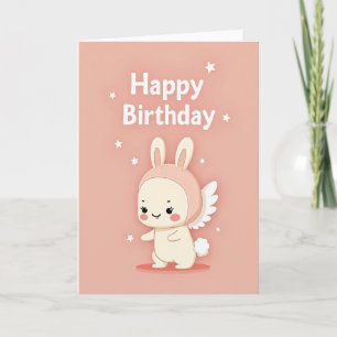 Pink Rabbit Birthday Card