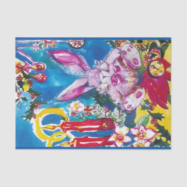 PINK RABBIT,CHRISTMAS DECOR ,CANDLES ,HOLLYBERRIES TISSUE PAPER (Front)