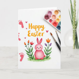 Pink Rabbit Heart Pattern Card