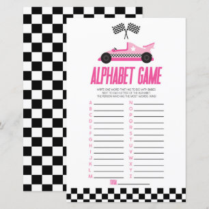 Pink Race Car Alphabet Baby Shower Game