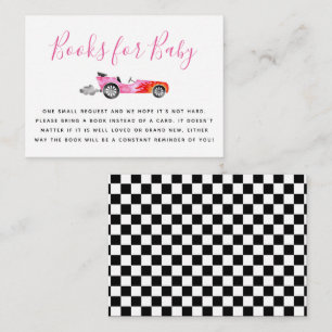 Pink Race Car Baby Shower Book Request Enclosure Card