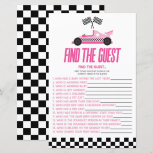 Pink Race Car Find The Guest Baby Shower Game