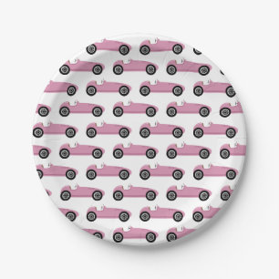 Pink Race Car Girl Racing Birthday Party Paper Plate