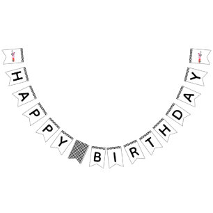 Pink Race Car Happy Birthday Party Decor  Bunting