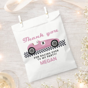 Pink Race Car Racing Birthday Party Favour Bags