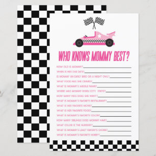 Pink Race Car Who Knows Mummy Baby Shower Game