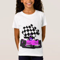 Pink Race Car with Chequered Flag