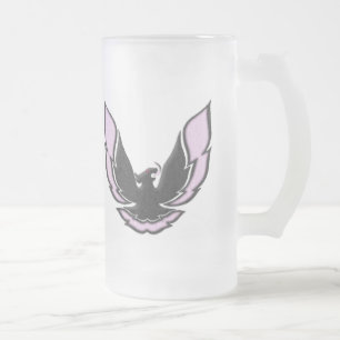 Pink Racing Bird Frosted Glass Beer Mug