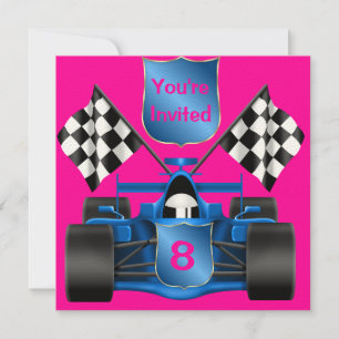 PINK  RACING CAR Invitation