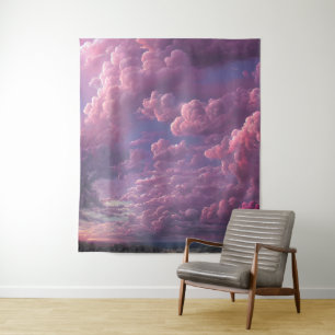 Pink Radiant Clouds Tapestry