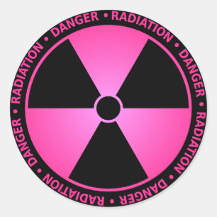 Pink Radiation Warning Classic Round Sticker