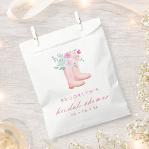Pink Rain Boots & Flowers Bridal Shower Favour Bags