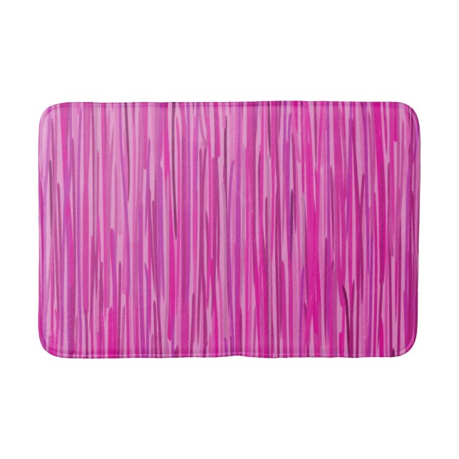 Pink Rain Vertical Striped  Bath Mat (Front)
