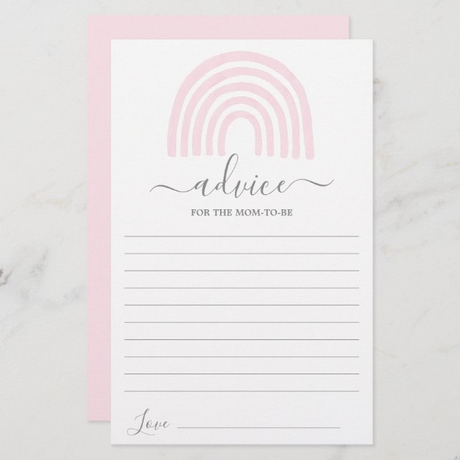Pink Rainbow Advice for the Mum To Be card (Front/Back)