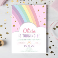 Pink Rainbow and Stars Kid's Birthday Party