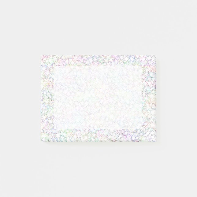 Pink Rainbow and White Star Cluster Kawaii Girl Post-it Notes (Front)