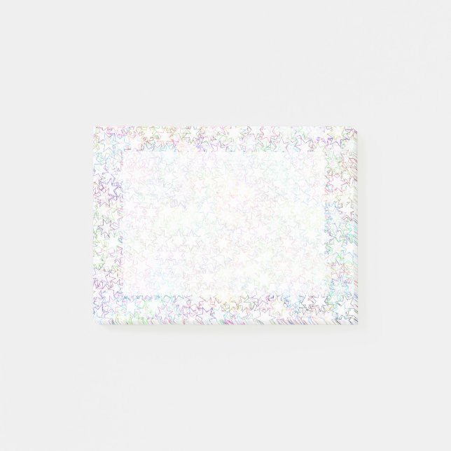 Pink Rainbow and White Star Cluster Kawaii Girl Post-it Notes (Front)