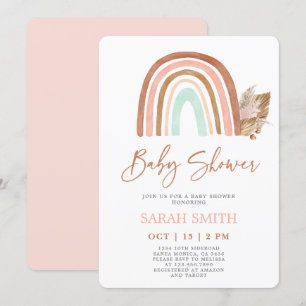 Pink Rainbow Baby Shower girl Invitation