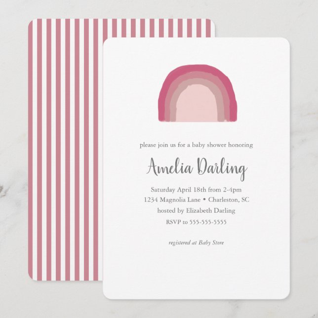 Pink Rainbow Baby Shower Invitation (Front/Back)