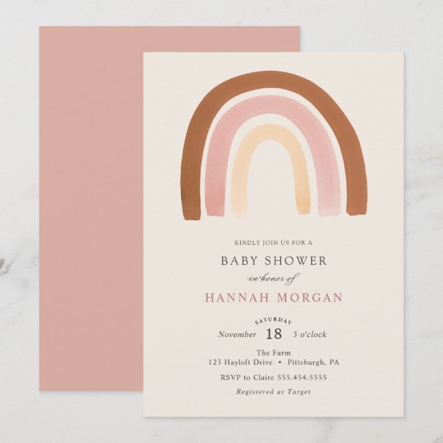 Pink Rainbow Baby Shower invitation (Front/Back)