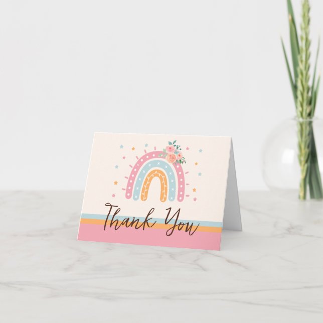 Pink Rainbow Baby Shower Thank You (Front)