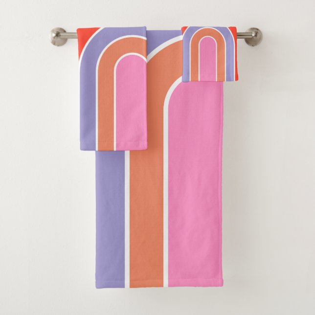 Pink Rainbow Bath Towel Set (Insitu)