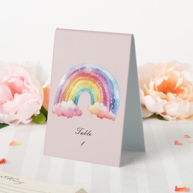 PINK RAINBOW BIRTHDAY PARTY TABLE SIGN (In SItu (Wedding))