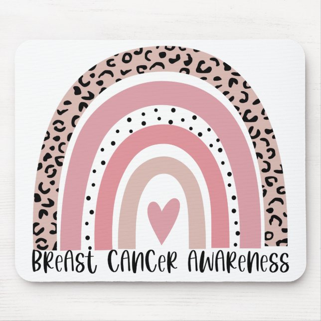 Pink Rainbow Breast Cancer Awareness Mouse Mat (Front)