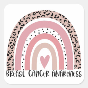 Pink Rainbow Breast Cancer Awareness Square Sticker