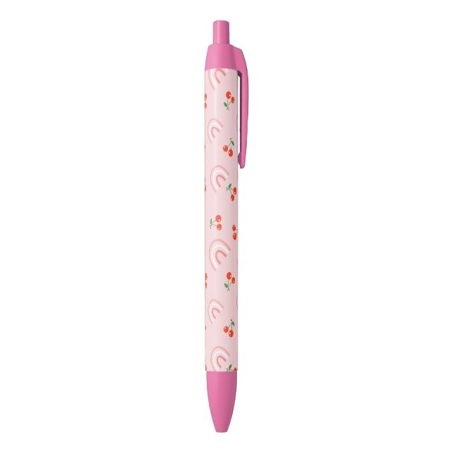 Pink Rainbow Cherry Pattern Black Ink Pen (Bottom (Vertical))