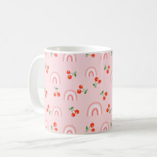 Pink Rainbow Cherry Pattern Coffee Mug