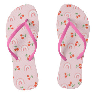 Pink Rainbow Cherry Pattern Flip Flops